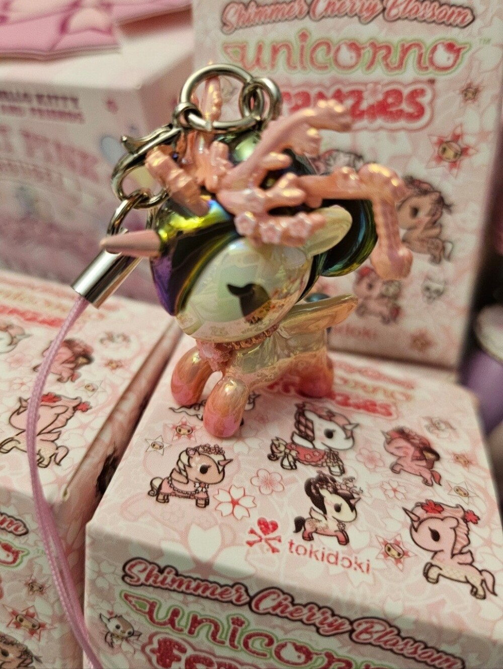 Tokidoki Shimmer Cherry Blossom Unicorno Frenzie Keychain- Yoshino